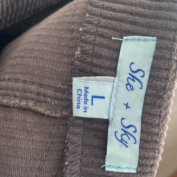 SHE + SKY | Slate Gray Corduroy Mini Skirt | Front Snaps | Size Large | EUC - Picture 4 of 5